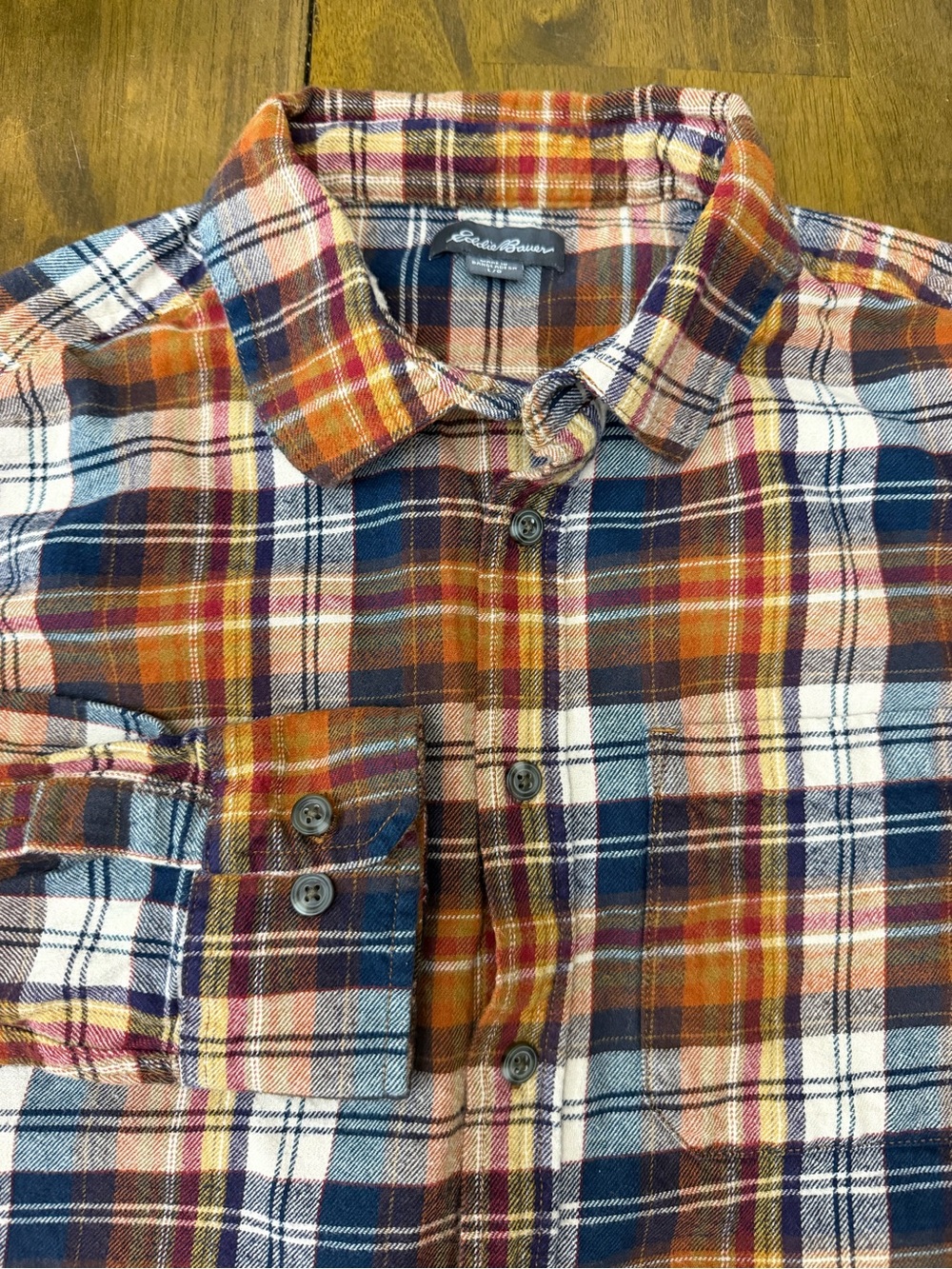 Eddie Bauer Men’s L Multicolor Plaid Flannel Shirt